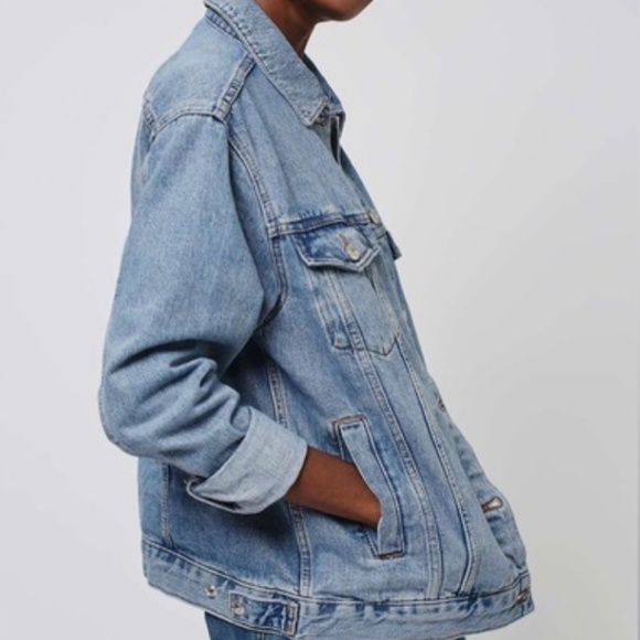 Distressed oversized denim jacket ASOS Plus size 14 - Picture 1 of 3